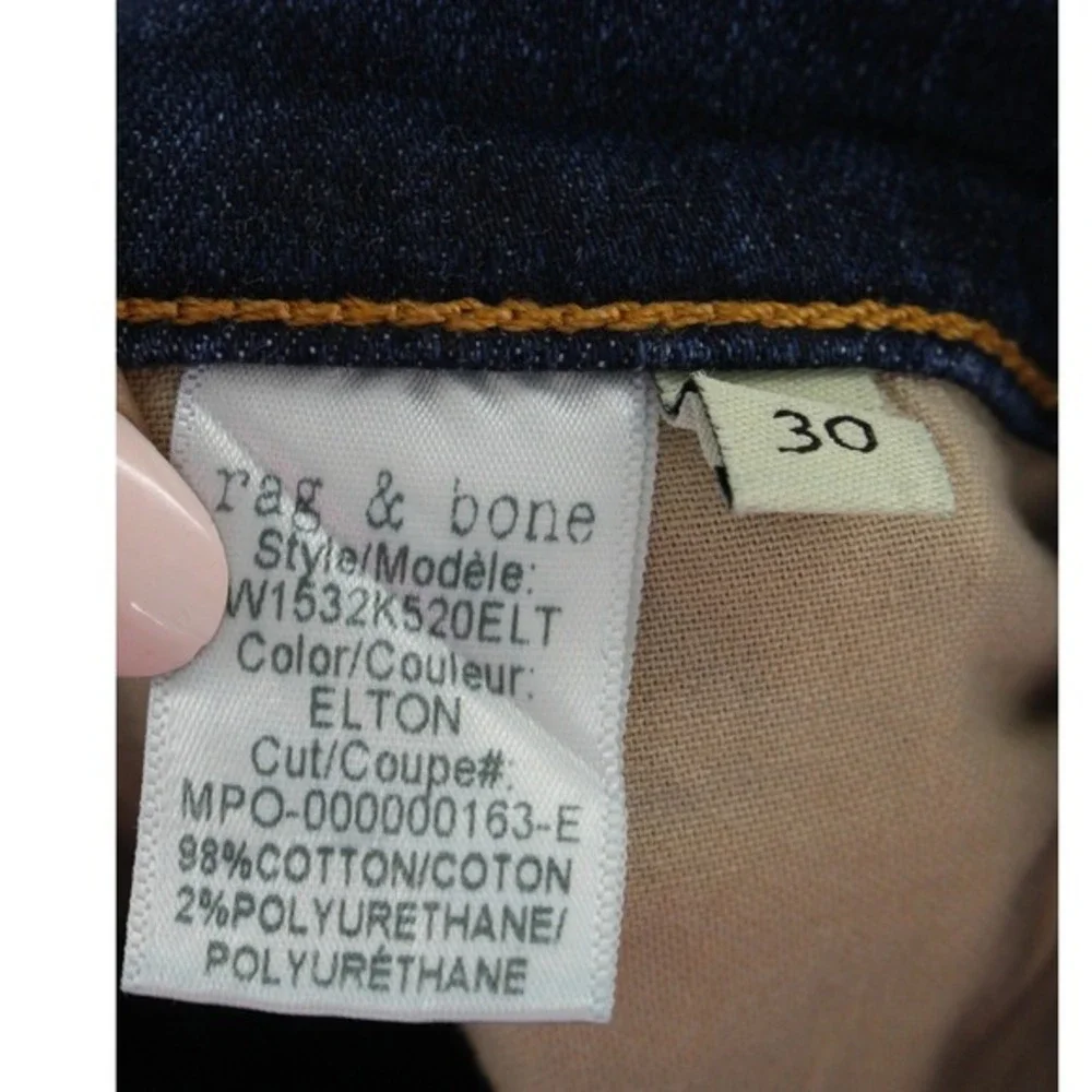 Rag & Bone Elton High Rise Skinny Jeans Size‎ 30 Dark Indigo Blue W1532K520ELT